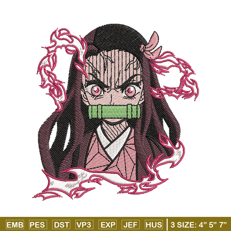 Nezuko angry embroidery design, Neuzko embroidery, Anime design, Embroidery shirt, Embroidery file, Digital download.jpg