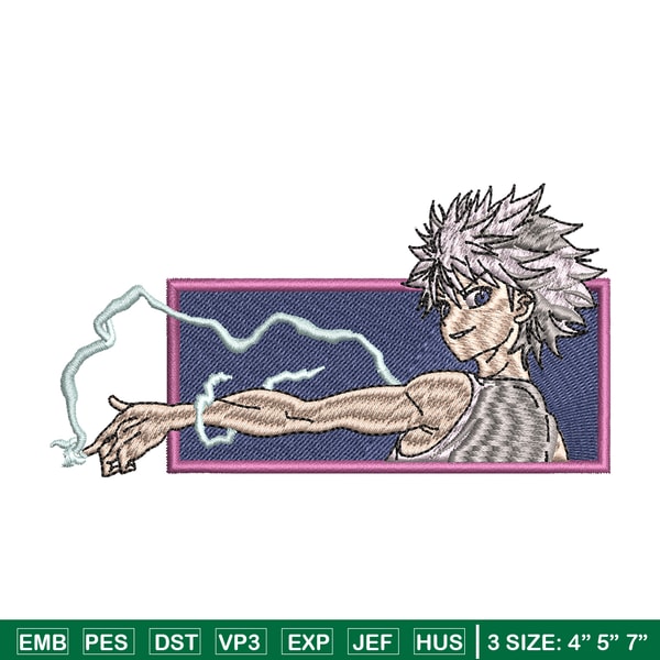 Killua lightning embroidery design, hunter x hunterr embroidery, embroidery file, anime design, Digital download.jpg
