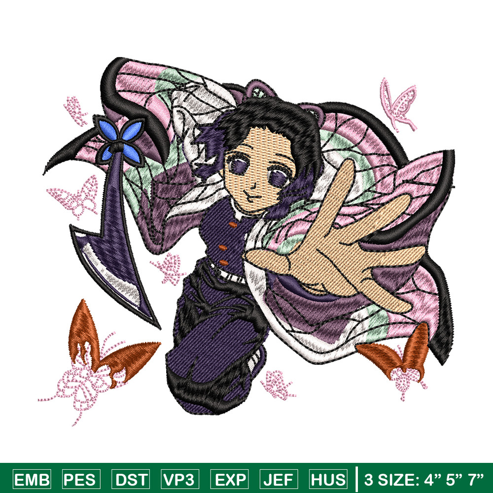 Kochou Shinobu embroidery design, Kimetsu no Yaiba embroidery, logo design, anime design, anime shirt, Digital download.jpg