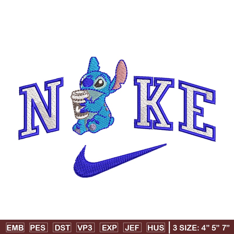 Nike stitch coffee embroidery design, Stitch embroidery, Nike design,Embroidery shirt, Embroidery file, Digital download.jpg