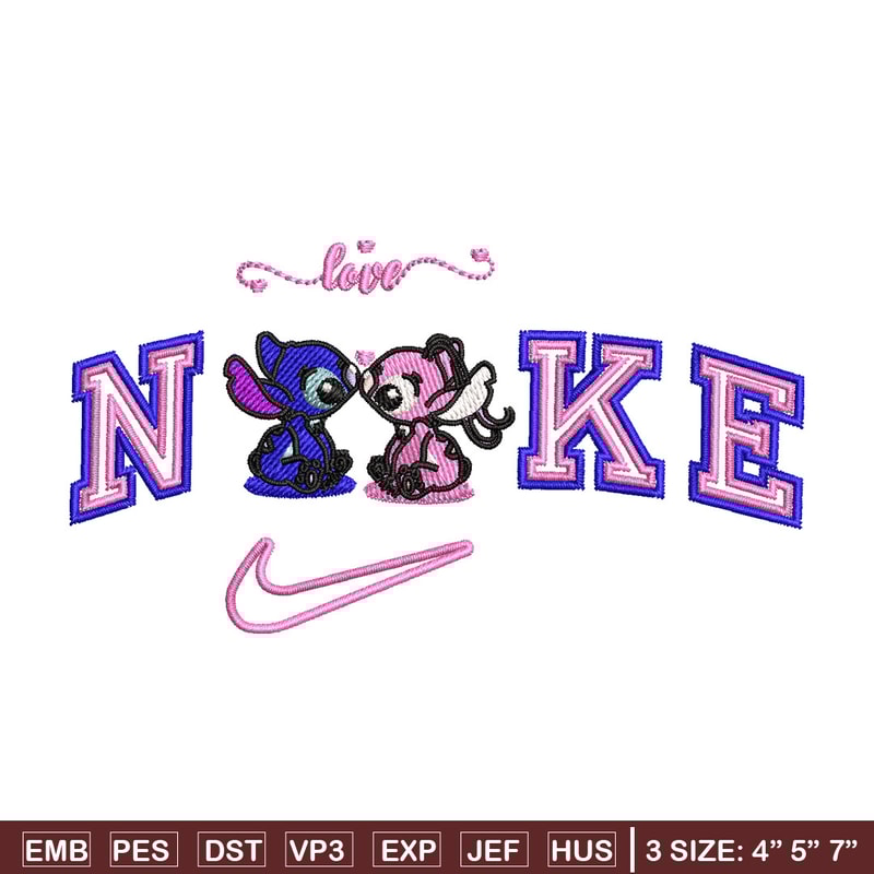 Nike stitch couple embroidery design, Stitch embroidery, Nike design, Embroidery file,Embroidery shirt, Digital download.jpg