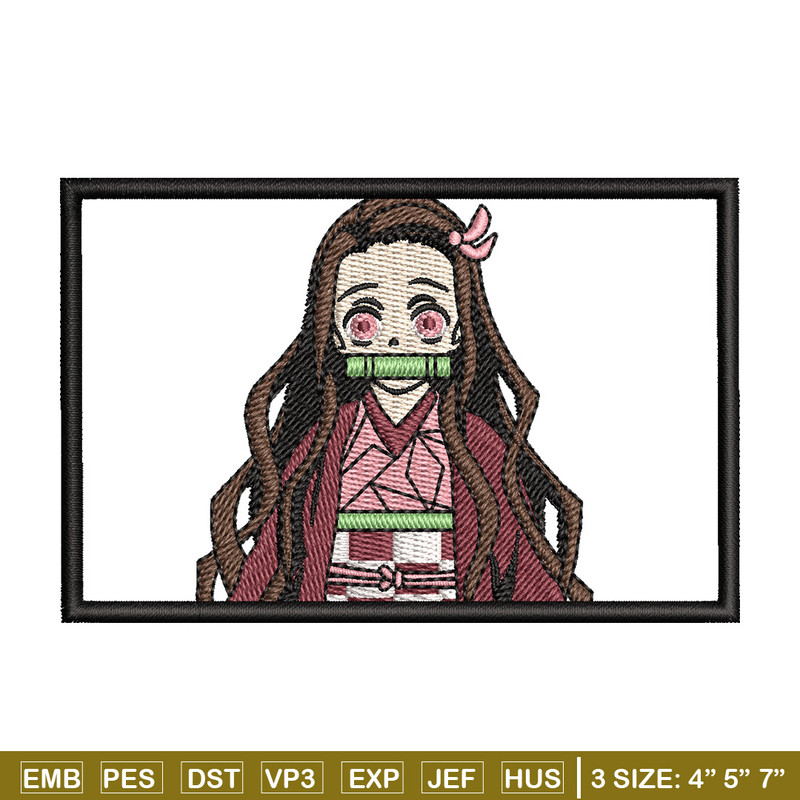 Nezuko rectangle embroidery design, Neuzko embroidery, Anime design, Embroidery shirt, Embroidery file, Digital download.jpg