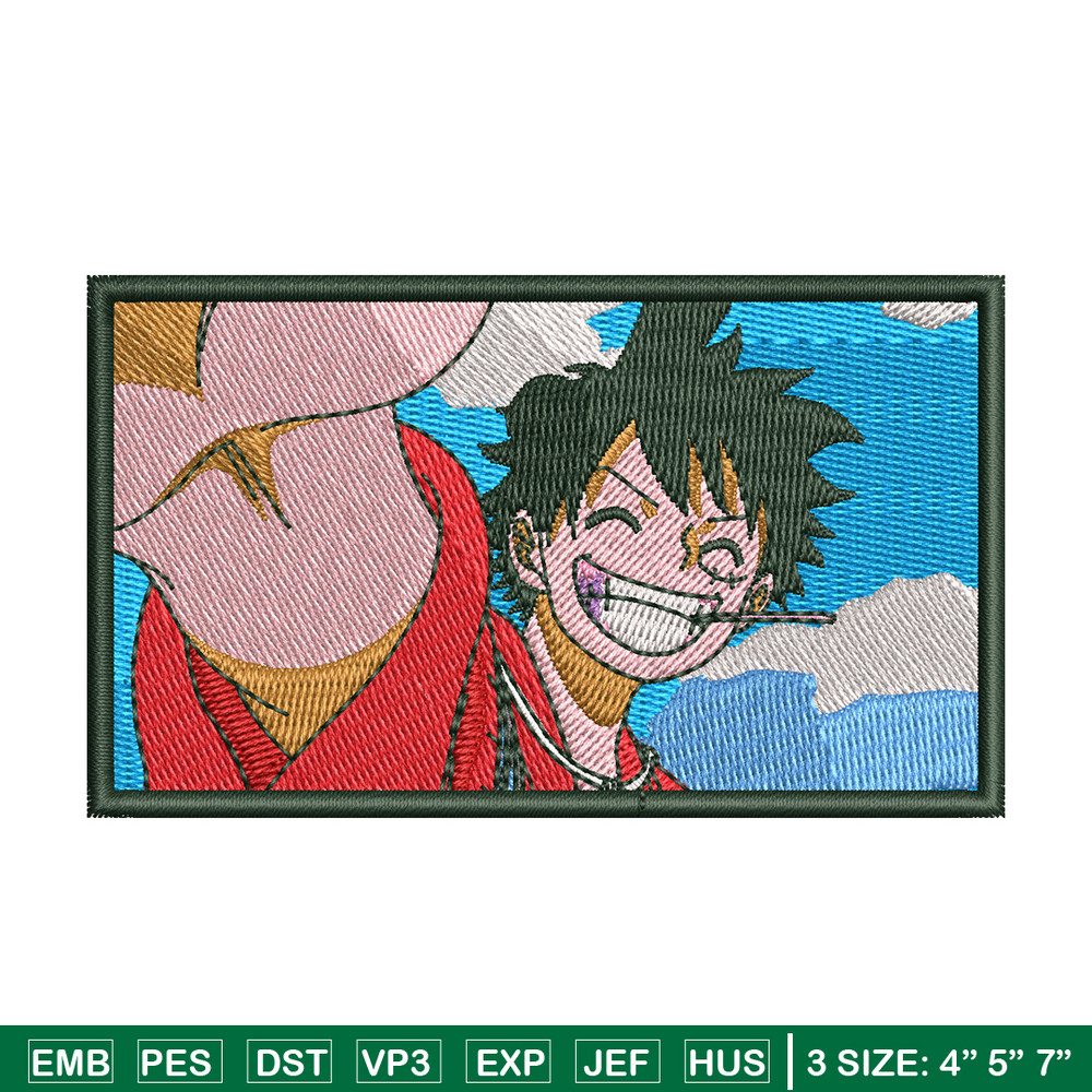 Luffy Smile embroidery design, One Piece embroidery, embroidery file, anime design, anime shirt, Digital download.jpg