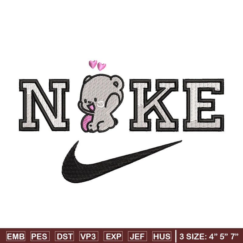 Nike x bear cute embroidery design, Bear embroidery, Nike design, Embroidery shirt, Embroidery file, Digital download.jpg