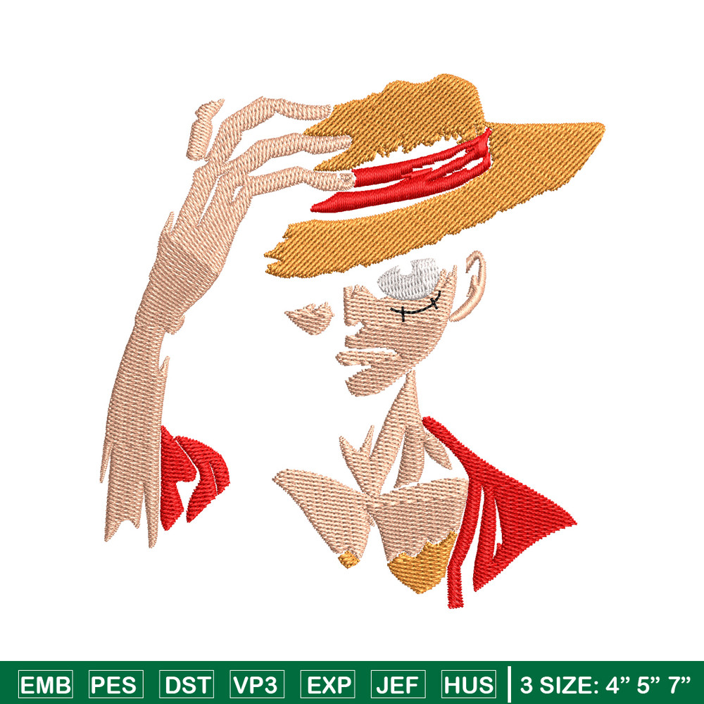 Monkey D. Luffy embroidery design, One Piece embroidery, embroidery file, anime design, anime shirt, Digital download.jpg