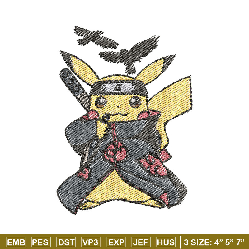 Pikachu itachi embroidery design, Pokemon embroidery, Anime design, Embroidery file, Digital download, Embroidery shirt.jpg