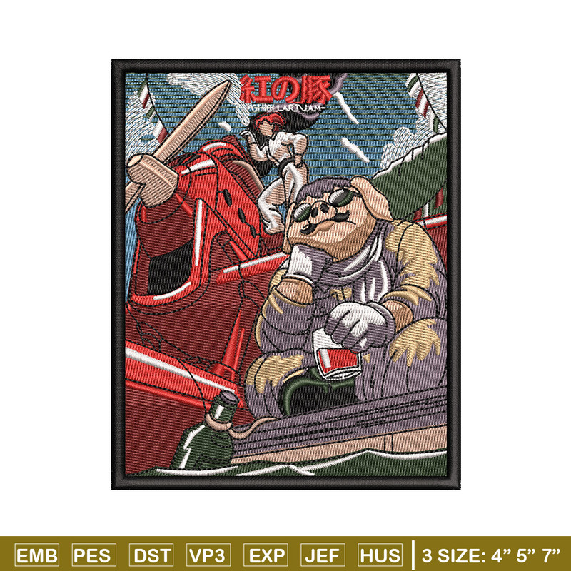 Porco Rosso embroidery design, Ghibli embroidery, Anime design, Embroidery shirt, Embroidery file, Digital download.jpg