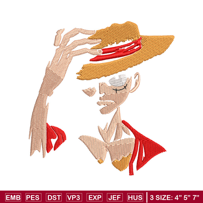 Monkey D. Luffy embroidery design, One Piece embroidery, embroidery file, anime design, anime shirt, Digital download.jpg