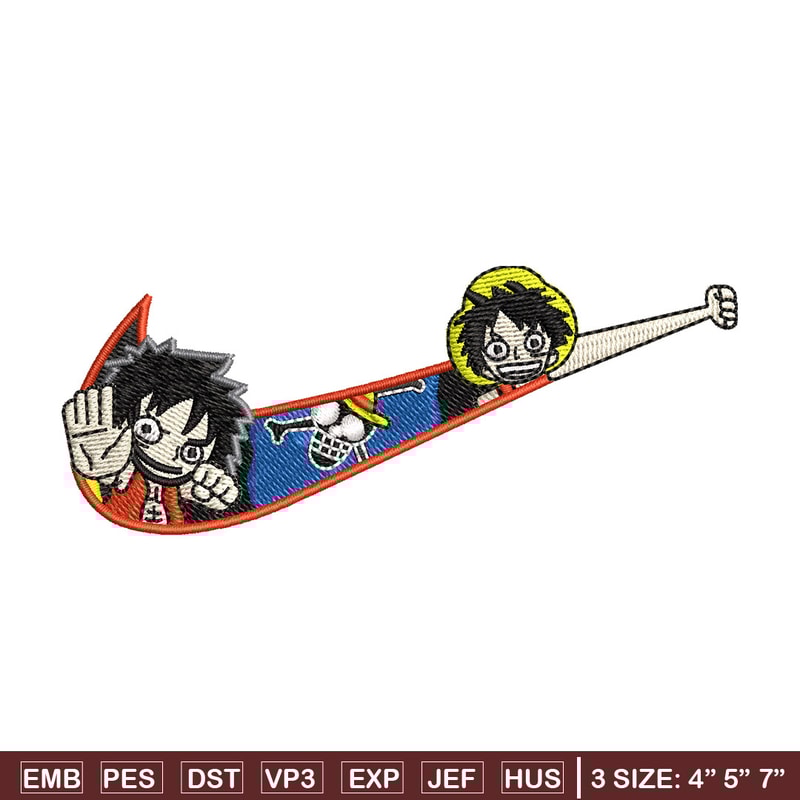 Nike x luffy embroidery design, One piece embroidery, Nike design, Embroidery shirt, Embroidery file, Digital download.jpg