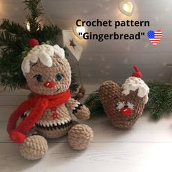 Gingerbread, Christmas crochet pattern, Gingerbread toys, amigurumi