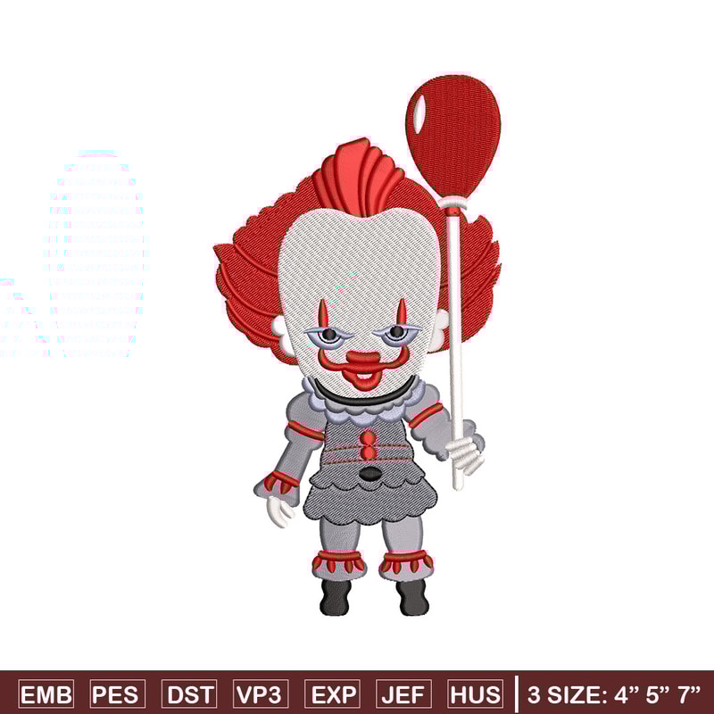 Pennywise chibi embroidery design, Horror embroidery, Embroidery file,Embroidery shirt, Emb design, Digital download.jpg