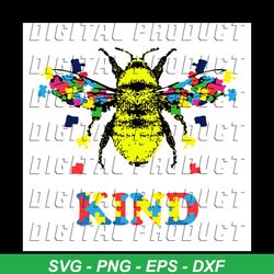 cute funny bee kind autism awareness svg, autism svg, bee kind svg, bee autism svg, heart svg, puzzle svg, awareness day