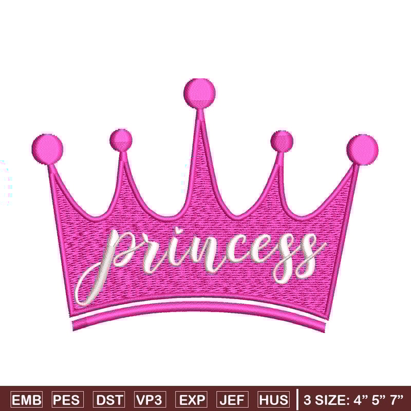 Princess crown embroidery design, Princess embroidery, Emb design, Embroidery shirt, Embroidery file, Digital download.jpg
