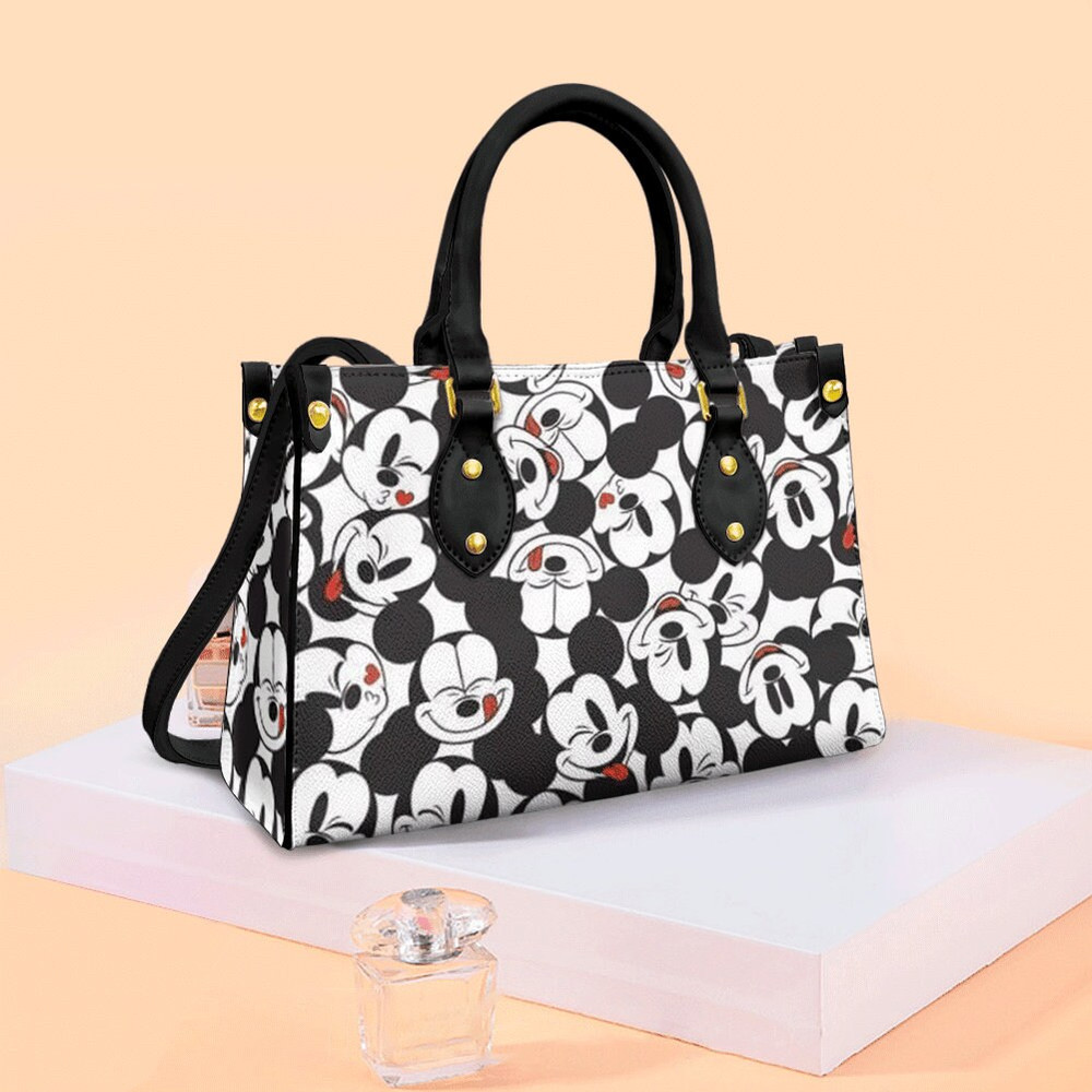 Cute Mickey Mouse Black White Collection Handbag, Anniversary Mickey Handbag, Disney Leatherr Handbag, Shoulder Handbag,Gift For Disney Fans - 2.jpg