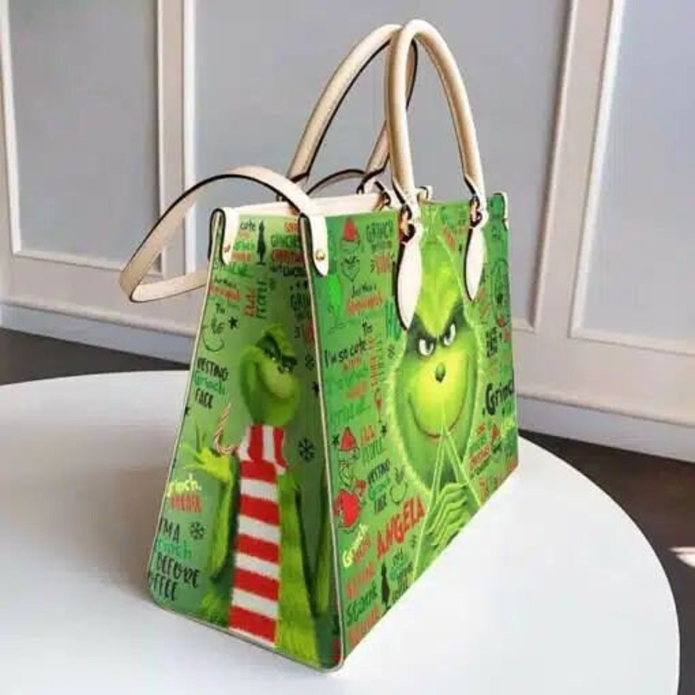 Personalized Christmas Cute Grinch Handbag, Anniversary Grinch Handbag, Disney Leatherr Handbag, Shoulder Handbag, Gift For Disney Fans - 2.jpg