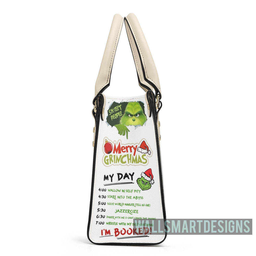 Personalized Christmas My Day Grinch Handbag, Grinch Mode On Handbag, Disney Leatherr Handbag, Shoulder Handbag, Gift For Grinch Fans - 5.jpg