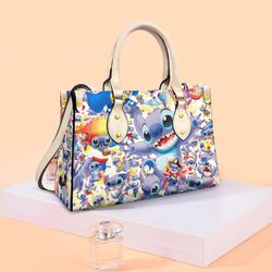personalized funny stitch collections handbag, anniversary stitch handbag, disney leatherr handbag