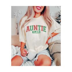 Auntie Claus Png, Retro Christmas Png, Trendy Christmas Png, Auntie Claus Varsity College Arched, Family Christmas, Aunt
