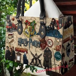 vintage harry potter art leather bag women leather hand bag, music trending handbag