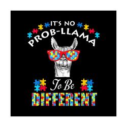its no probllama to be different svg, autism svg, llama svg, difference svg, autism glasses svg, colored puzzle svg, aut