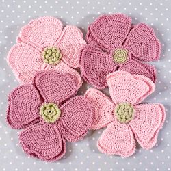 Pink fantasy crochet flower PDF pattern