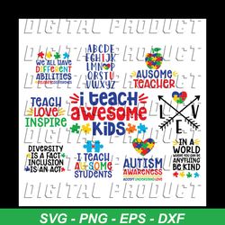 autism quotes bundle svg, autism svg, autism alphabet svg, i teach ausome students svg, love arrow svg, ausome teacher s
