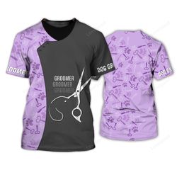 cute dog groomer tshirt 3d pet salon uniform women s xmas gift tee