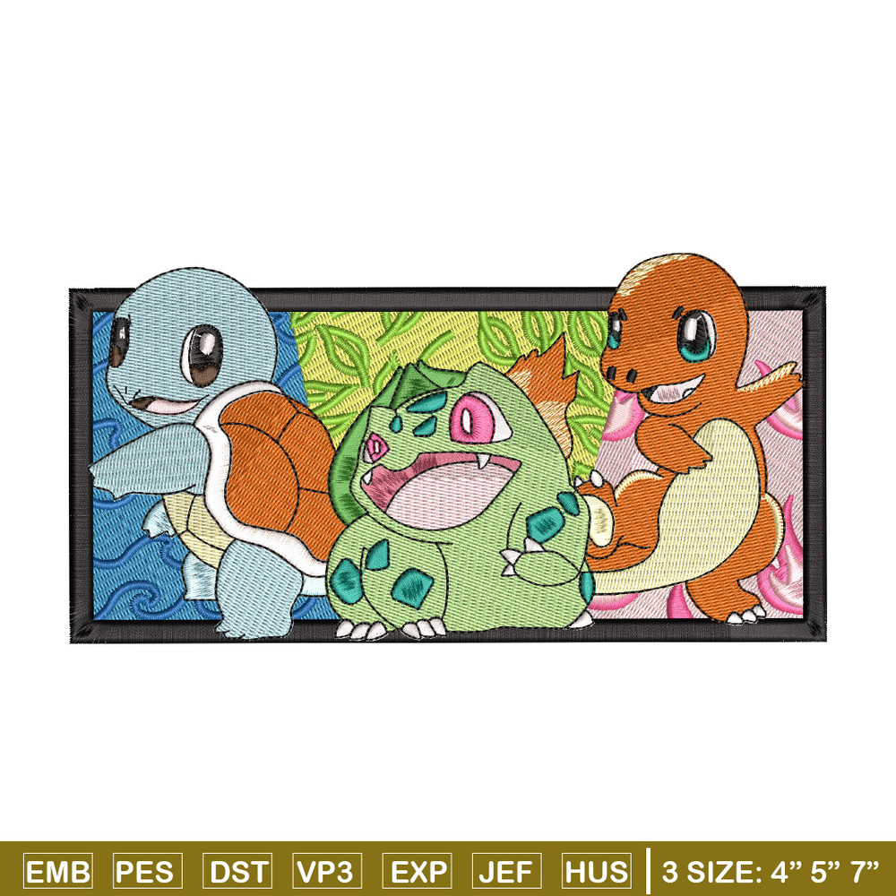 Starter Gen 1 embroidery design, Pokemon embroidery, Anime design, Embroidery shirt, Embroidery file, Digital download.jpg