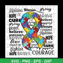colored puzzle ribbon svg, autism svg, ribbon svg, colored puzzle svg, brave svg, courage svg, autism puzzle svg, autism
