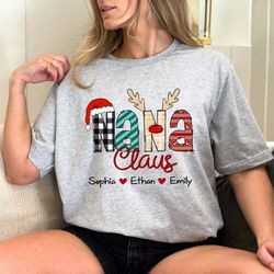custom nana claus shirt, christmas nana claus shirt, nana shirt, custom nana and grandkids shirt, gifts for nana gigi