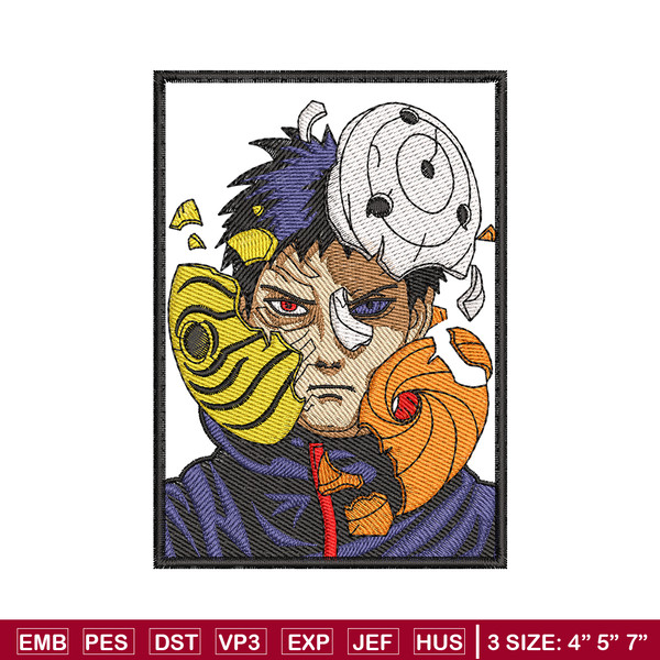 Obito Uchiha broken mask embroidery design, Naruto embroider - Inspire  Uplift