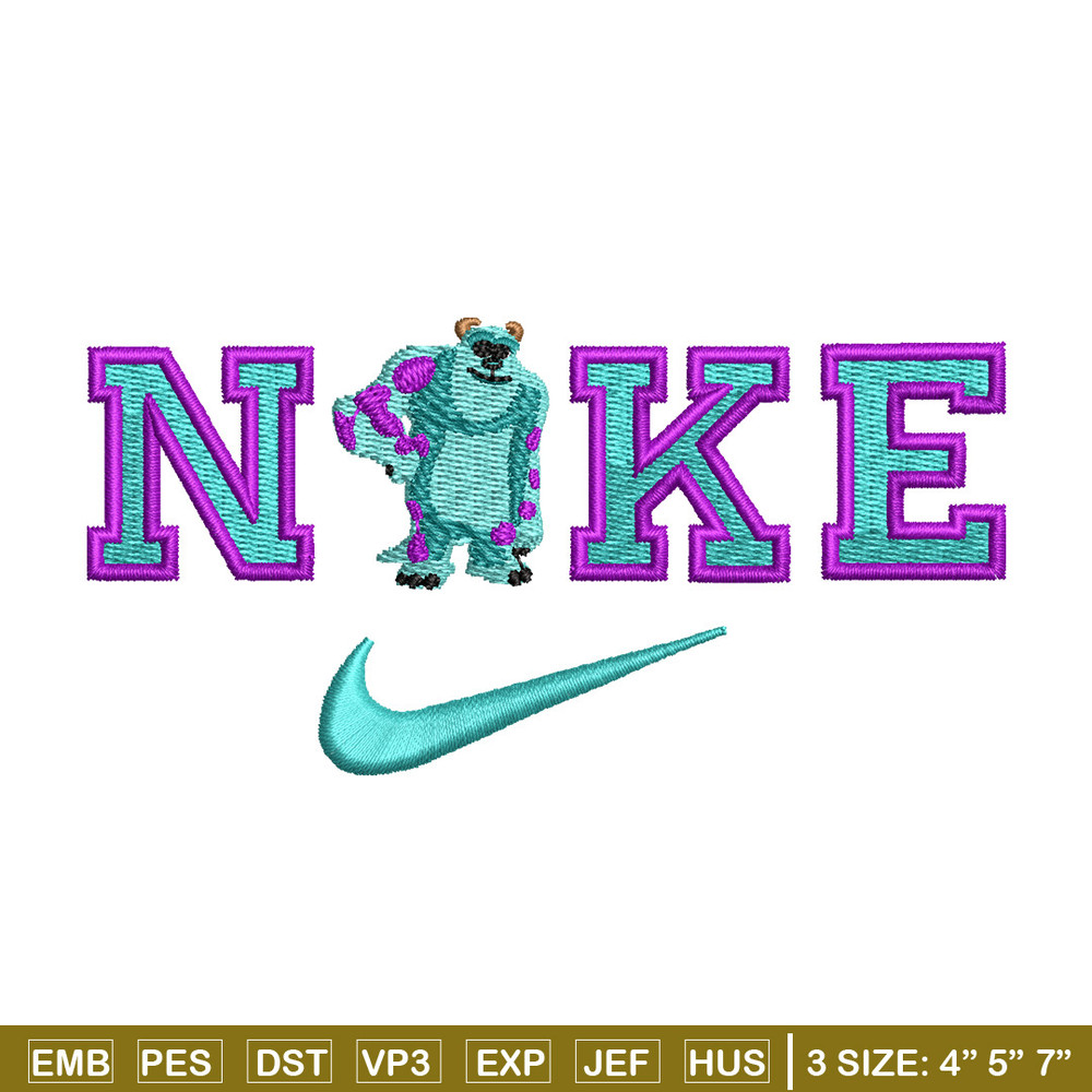 Sullivan nike embroidery design, Disney embroidery, Nike design, Embroidery shirt, Embroidery file, Digital download.jpg