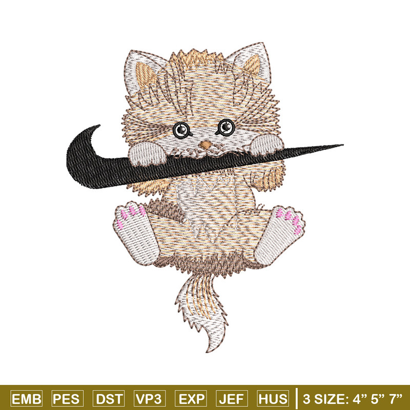 Swoosh cat embroidery design, Cat embroidery, Nike design, Embroidery file, Embroidery shirt, Digital download.jpg
