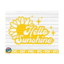 hello sunshine svg / sunflower quote svg / cut file / clipart / printable / vector | commercial use instant download