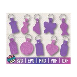 key fob template svg bundle / bag tag cut file / fob template for cricut / faux leather keychain / key ring bracelet tem