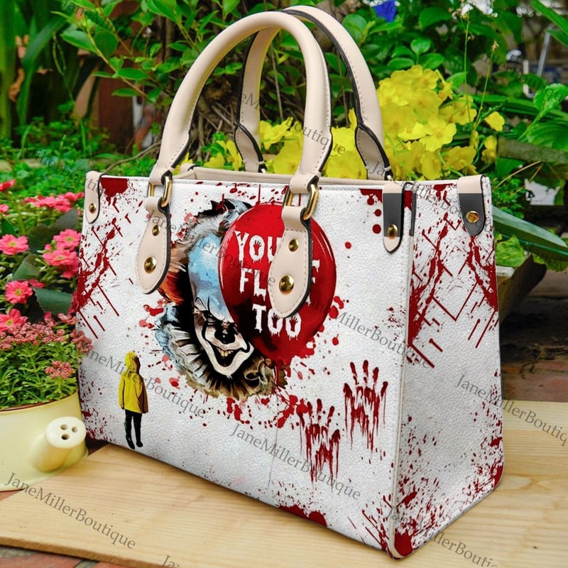 Halloween Leather Handbag, You'll Float Too Handbag, Horror Movie Characters Bag, Woman Shoulder Bag, Crossbody Bag, Movie handbag - 1.jpg