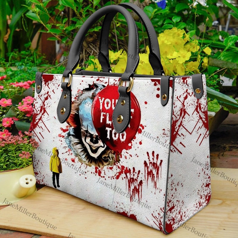 Halloween Leather Handbag, You'll Float Too Handbag, Horror Movie Characters Bag, Woman Shoulder Bag, Crossbody Bag, Movie handbag - 2.jpg