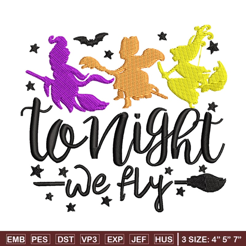To night we fly embroidery design, Halloween embroidery, Emb design, Embroidery shirt, Embroidery file, Digital download.jpg
