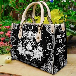 wicca leather bag daughter of sun and moon handbag, wicca handbag, custom leather bag, woman handbag