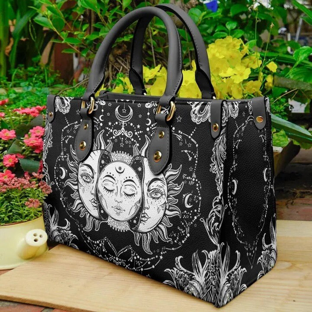 Wicca Leather Bag Sun And Moon Leather Bag, Wicca Handbag, Custom Leather Bag, Woman Handbag, Custom Leather Bag, Shopping Bag, Handmade Bag - 2.jpg