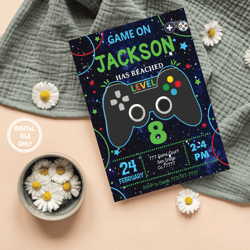 personalized file video games invitation png file only, video games invites birthday boy girl png, instant download vide