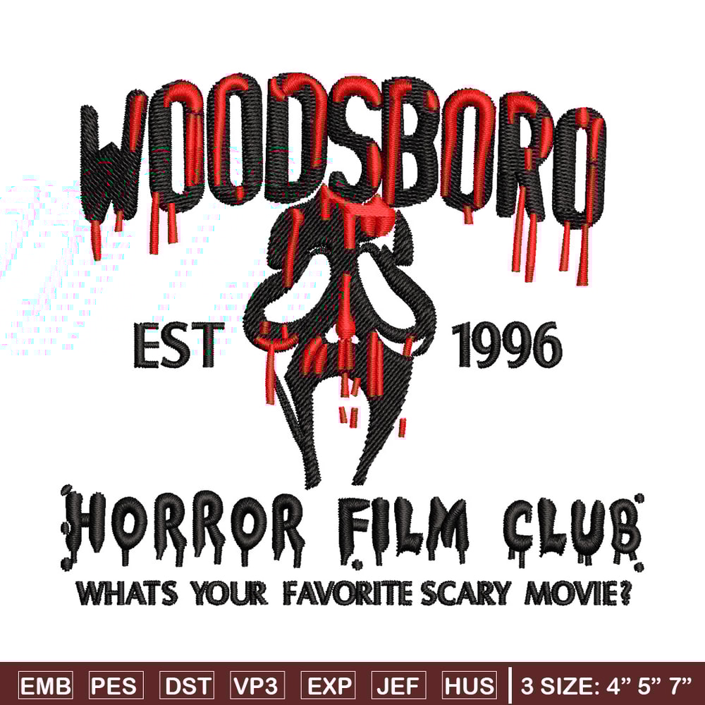 Woodsboro embroidery design, Horror film embroidery, Emb design, Embroidery shirt, Embroidery file, Digital download.jpg