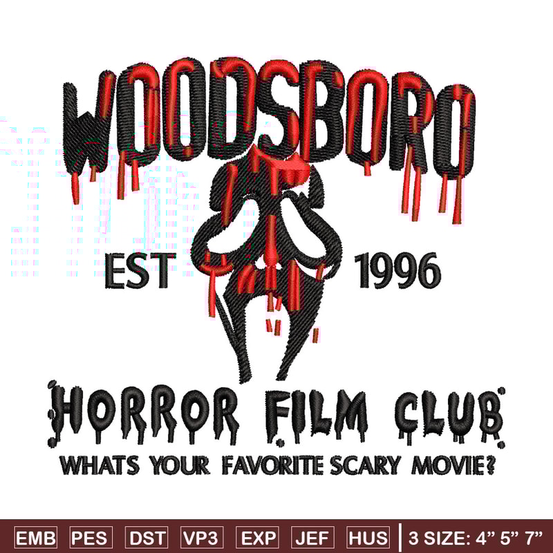Woodsboro embroidery design, Horror film embroidery, Emb design, Embroidery shirt, Embroidery file, Digital download.jpg