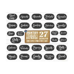 pantry labels svg bundle / kitchen svg / nuts and snacks labels svg / cut file / cliparts / printable / vectors / decal