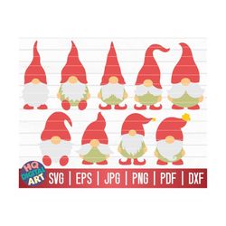 9 christmas gnomes clipart svg bundle / cricut / silhouette studio / cut file / clipart / printable | vector