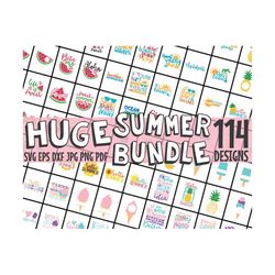 huge summer bundle svg / summertime svg bundle / 114 designs / free commercial use / cut files for cricut / clip arts /