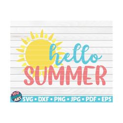 hello summer with sun svg / cut file / clipart / printable / vector / commercial use instant download