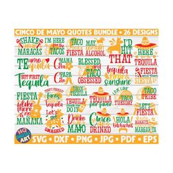 cinco de mayo svg bundle / 26 designs / free commercial use / cut files for cricut / clipart / printable / vector / inst