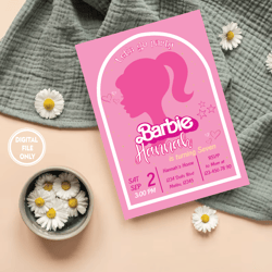Personalized File Doll Pink Birthday Invitation Digital | Doll Invitation | Princess Themed Party | Girl Party Invite |