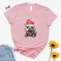 christmas santa dog shirt, merry christmas t-shirt, unique gift for christmas, christmas light t-shirt - a985